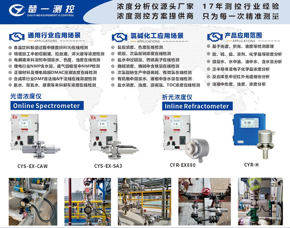 在線折光濃度儀、在線光譜濃度儀在氯堿化工行業(yè)的應用場景與通用行業(yè)應用場景